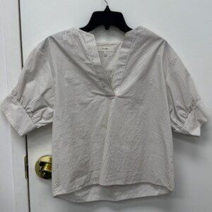 FRAME V-Neck Popover Top -- Tan, Size S/P